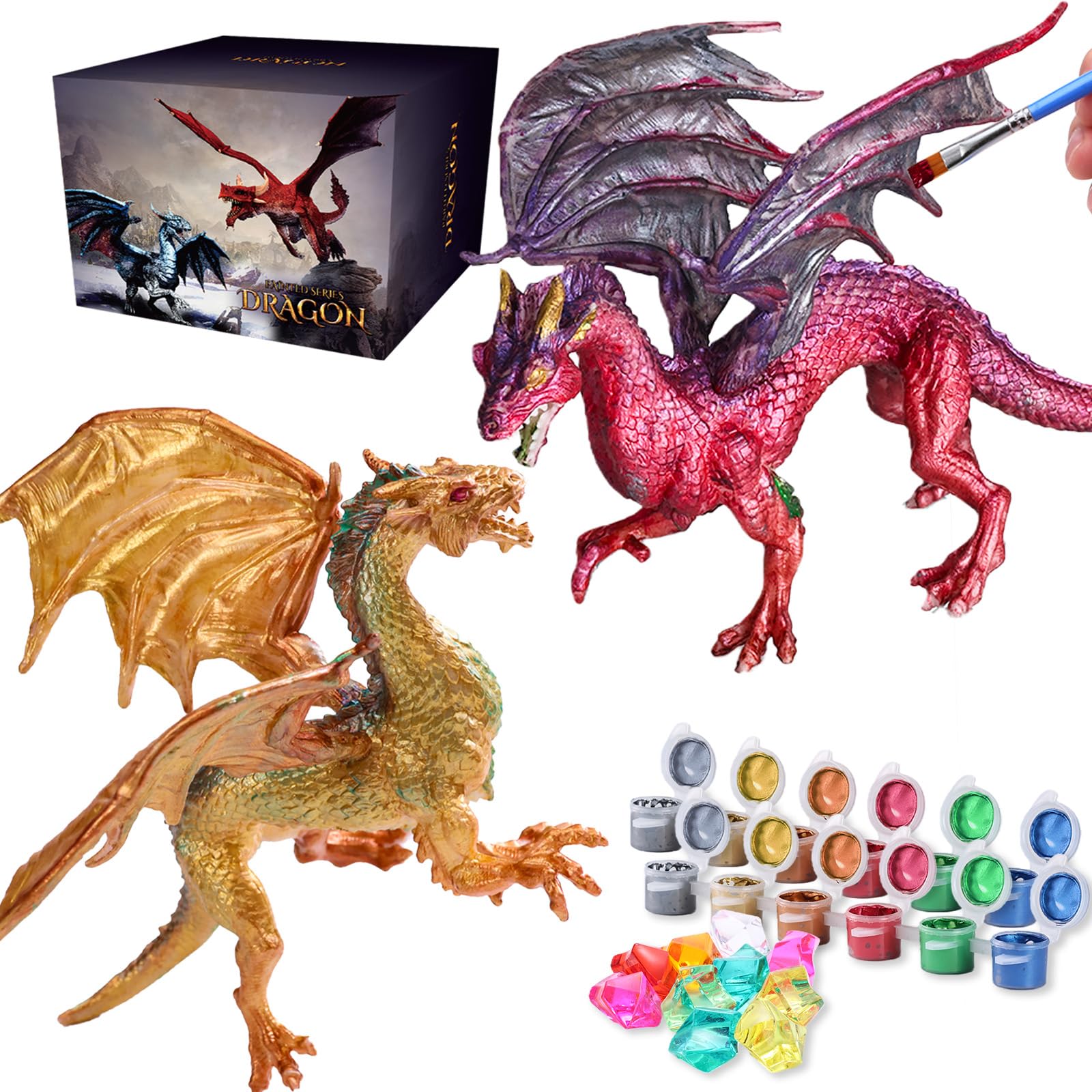 SOLDAY Dragon Toys painting kit with two dragons for imaginative painting
