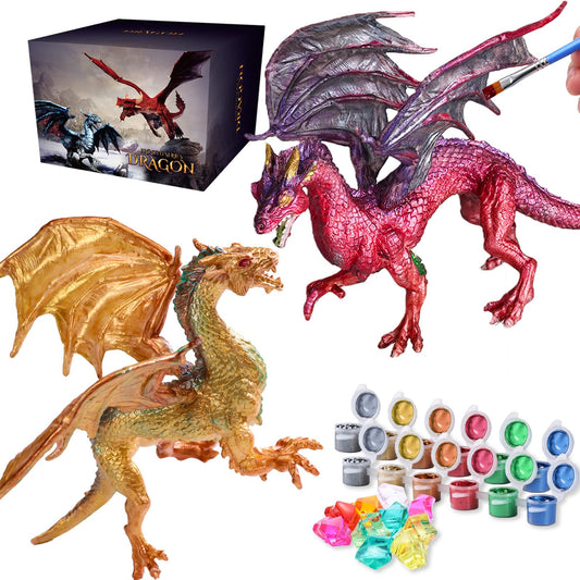 SOLDAY Dragon Toys painting kit with two dragons for imaginative painting