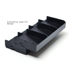 Solid Factory card tray fits in the game box for compact setup