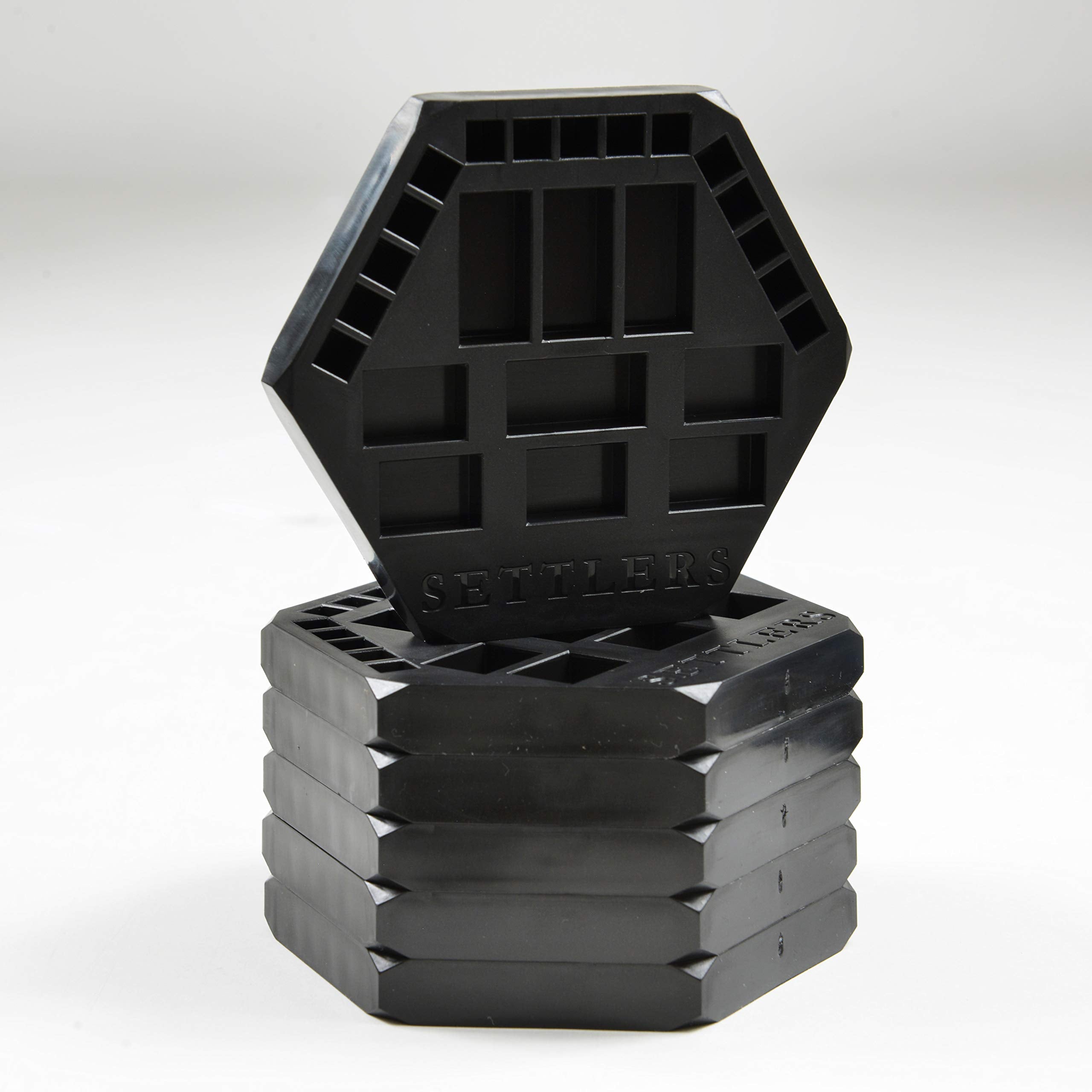 Solid Factory Settlers holder side view showing compact profile for tidy storage.