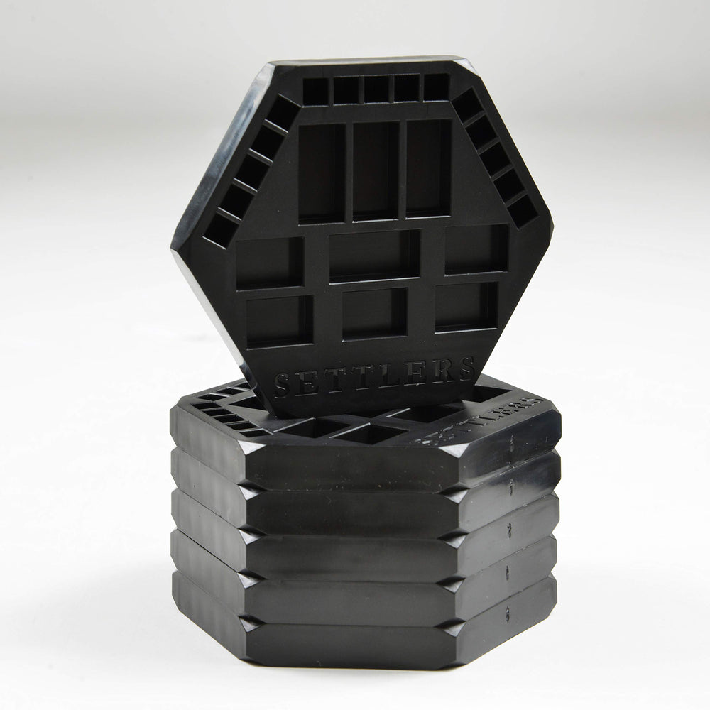 Solid Factory Settlers holder side view showing compact profile for tidy storage.