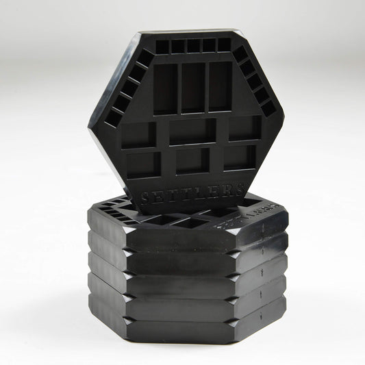 Solid Factory Settlers holder side view showing compact profile for tidy storage.