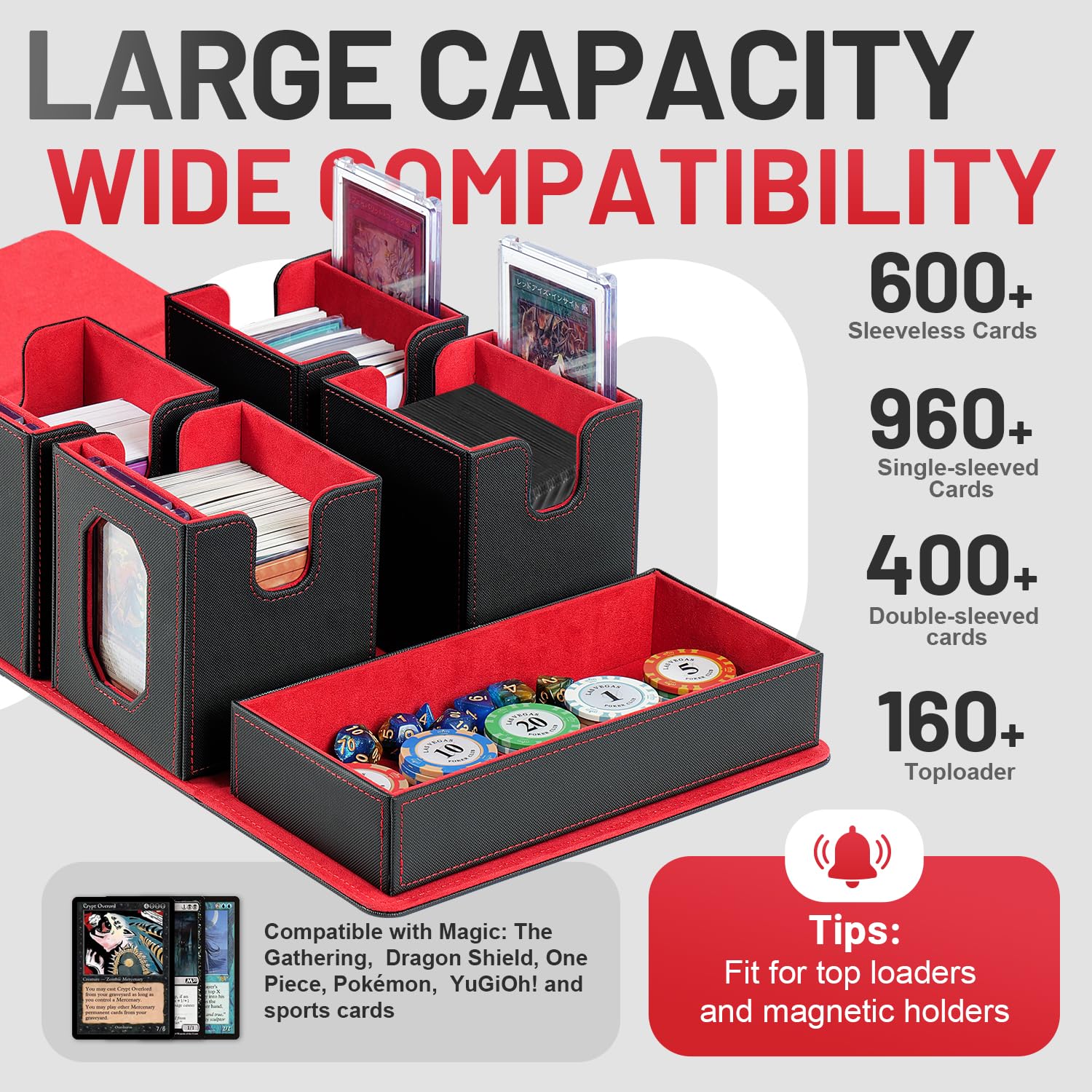 Solisifime commander display interior organizes MTG cards for quick setup.