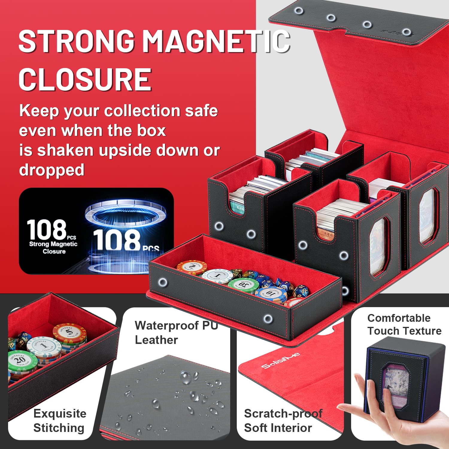 Solisifime four deck cases with covers enable safe card separation.
