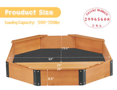 SoliWood octagon sandbox benches around the edge for seating.