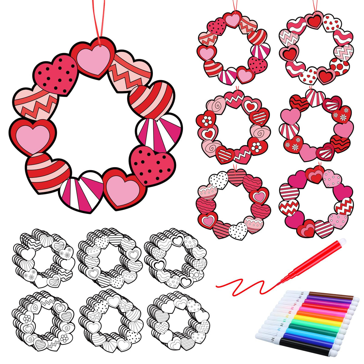 Solsew valentines heart crafts collection shows six styles for classroom or home art.