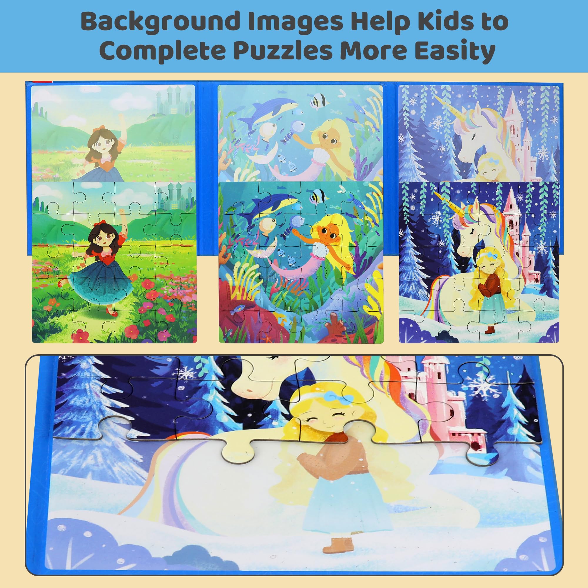 SOLTIRA seven-by-seven-inch square puzzles are durable and easy to handle.