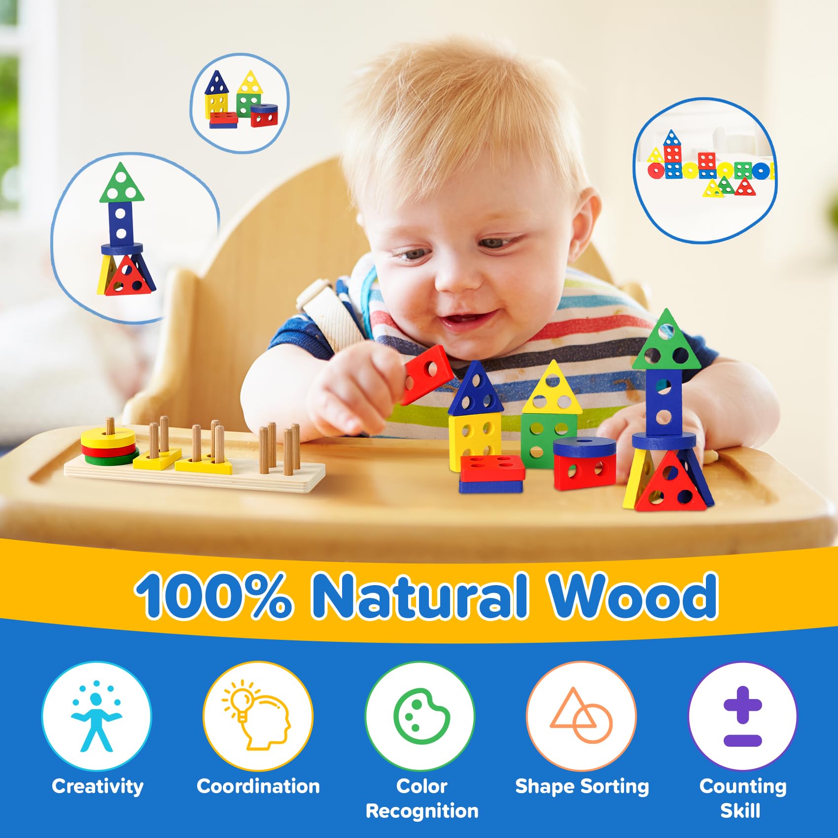 Somastung wooden sorting toys: natural pieces encourage classification and exploration