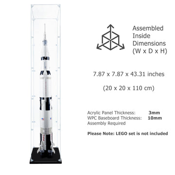 Songlection Apollo Saturn V dustproof display protects the model while showcasing it