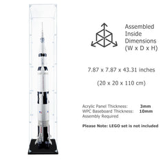 Songlection Apollo Saturn V dustproof display protects the model while showcasing it