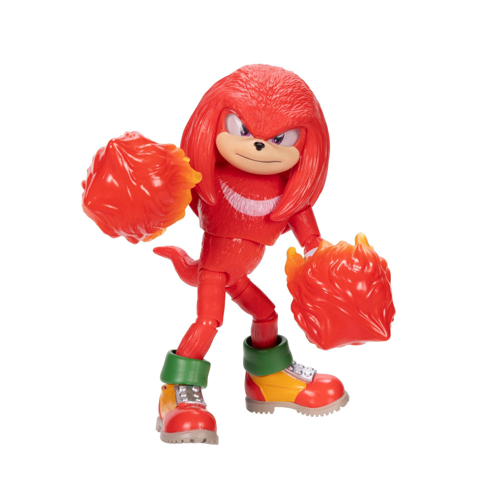 Sonic 3 Knuckles fire fists figure front view for dynamic action play.
