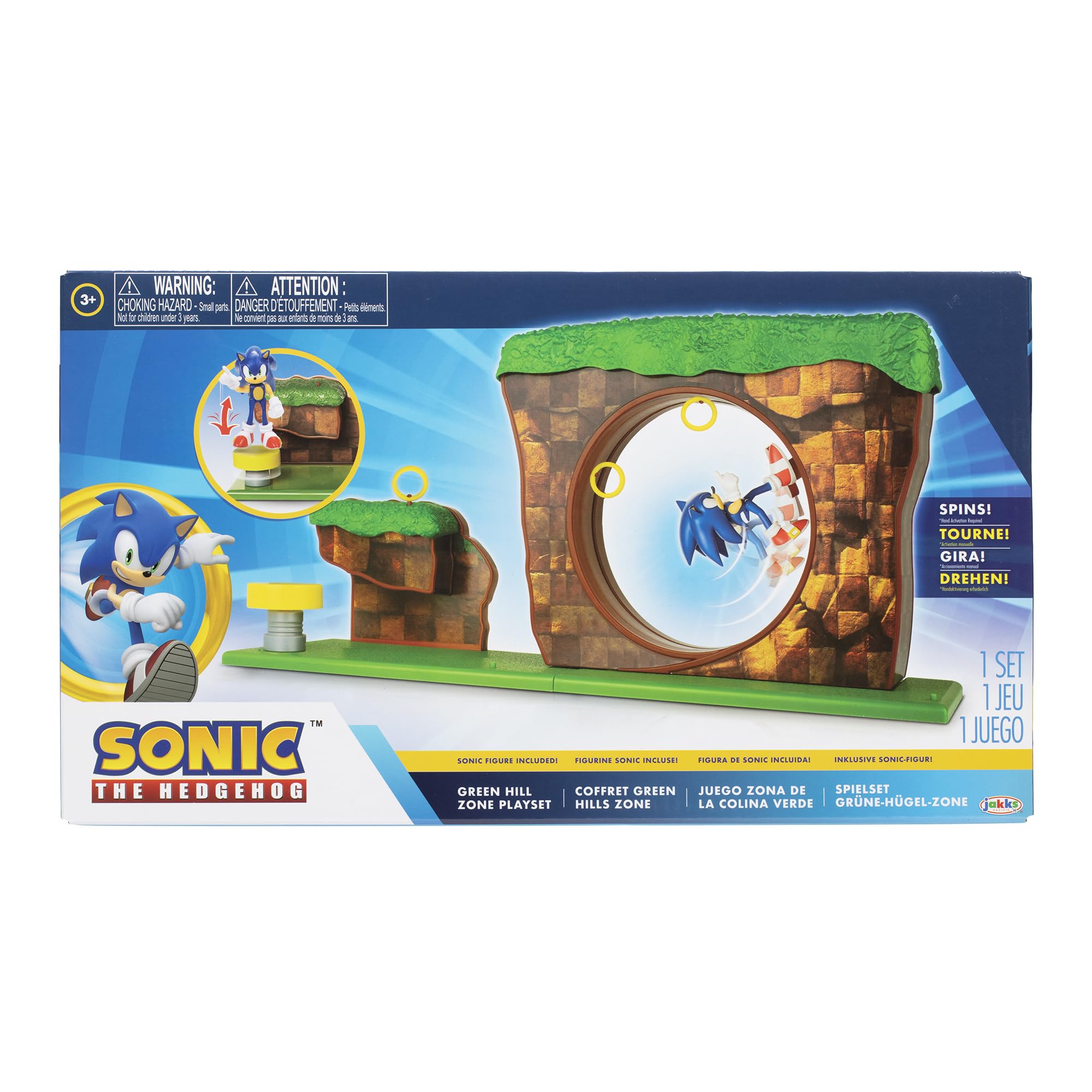 Sonic The Hedgehog Green Hill Zone playset side view shows compact design.