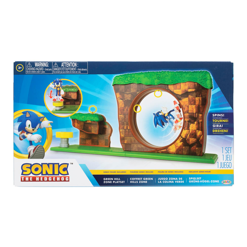 Sonic The Hedgehog Green Hill Zone playset side view shows compact design.