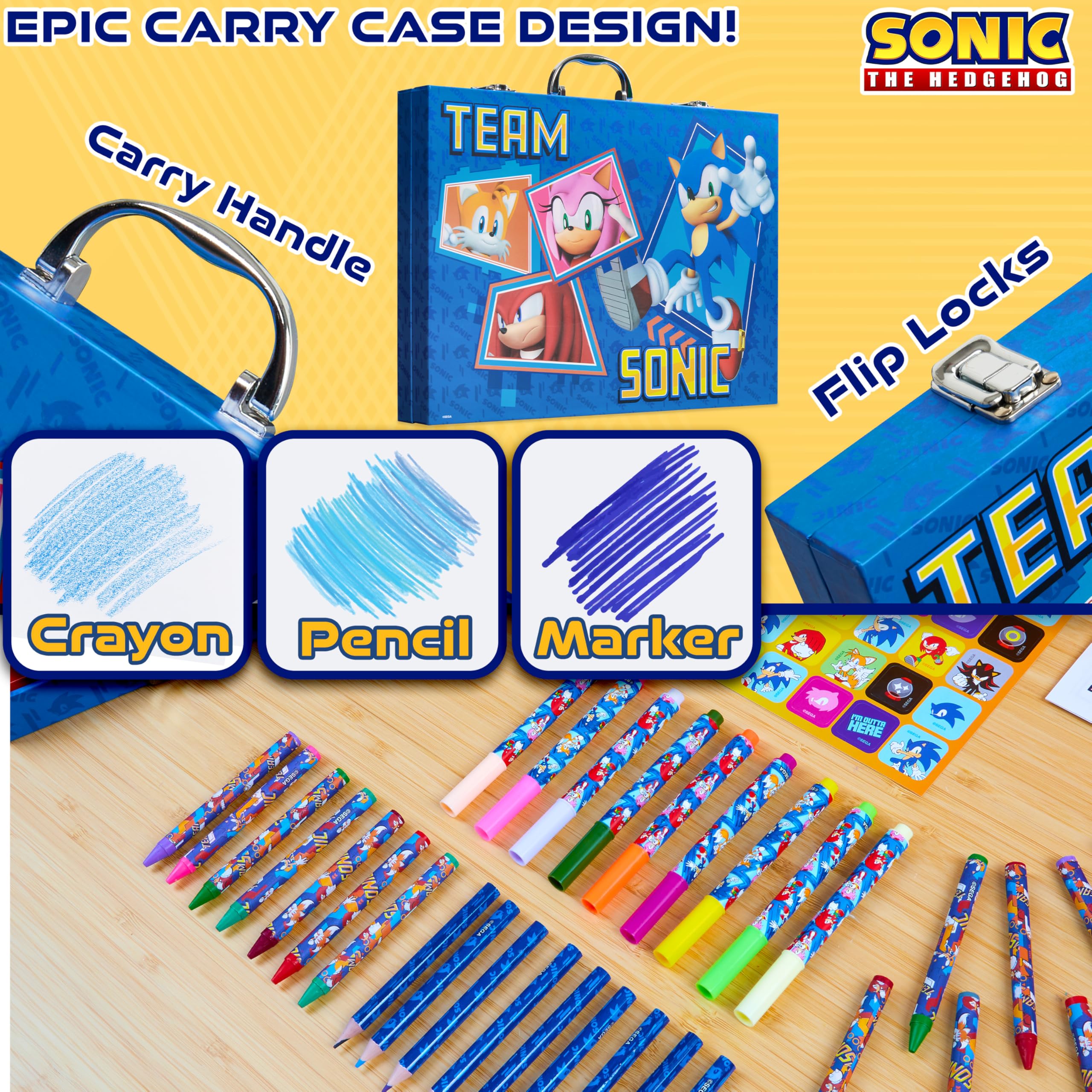 Sonic The Hedgehog 20 washable markers offer mess-free coloring.
