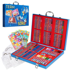 Sonic The Hedgehog art kit carry case keeps supplies organized during travel.