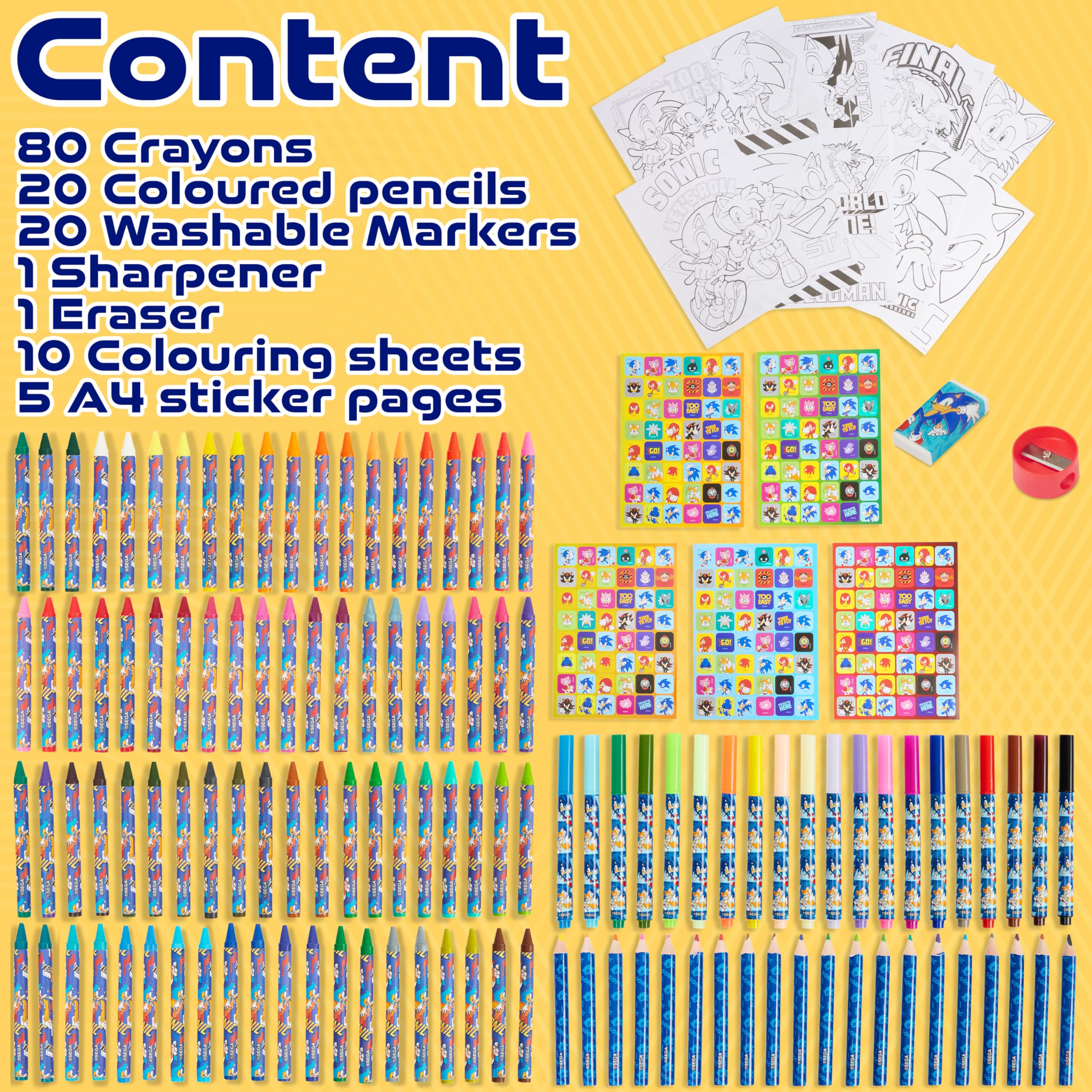 Sonic The Hedgehog coloring pages and sticker sheets inspire playful scenes.