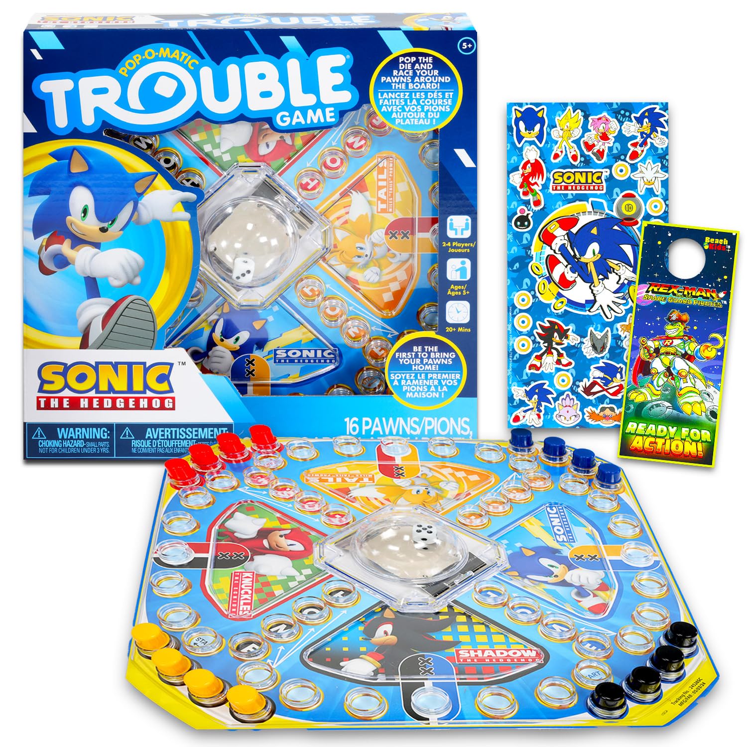 Sonic pop-up board game bundle with die and pegs for ages five and up.