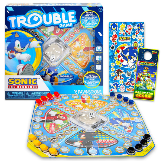 Sonic pop-up board game bundle with die and pegs for ages five and up.