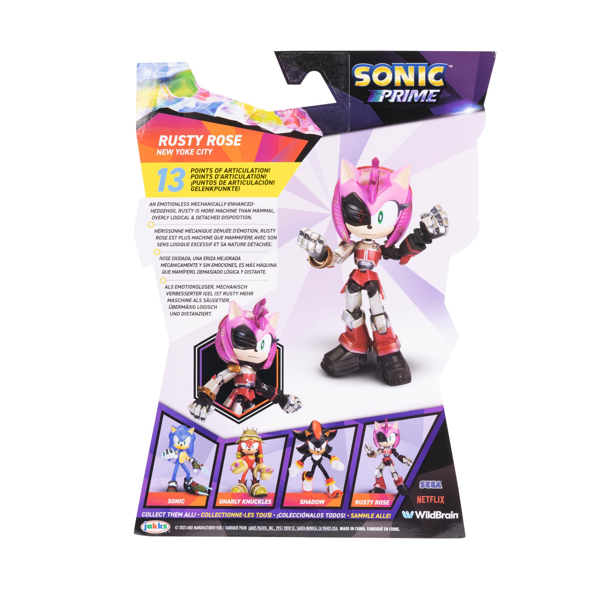 Sonic Prime Rusty Rose 12-point articulation for dynamic posing.