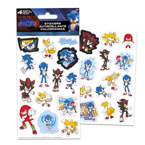 Prismatic and traditional Sonic stickers showcase classic characters for kids.