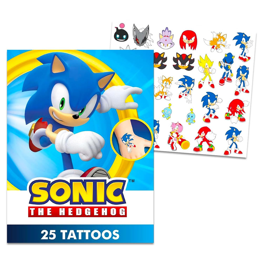 Sonic temporary tattoos included for fun activities.