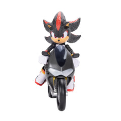 Sonic The Hedgehog collectible with motorcycle enhances display setups.