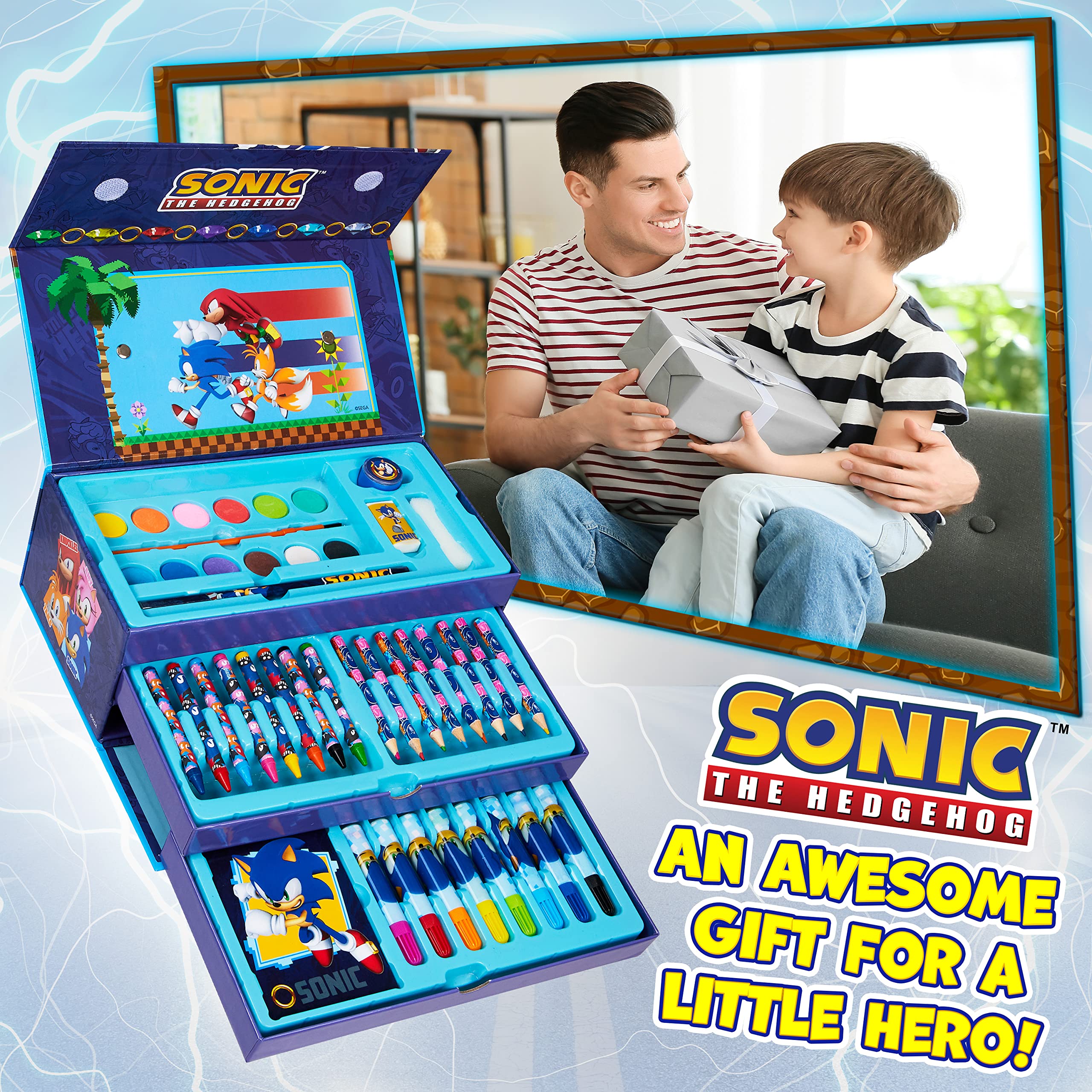 Sonic The Hedgehog art set features watercolor tablets for vibrant washes.