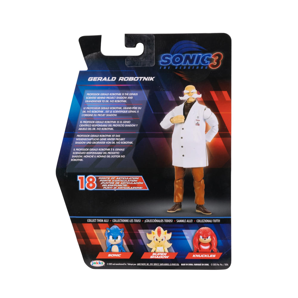 Sonic The Hedgehog Gerald Robotnik Wave 3 figure in-package presentation.