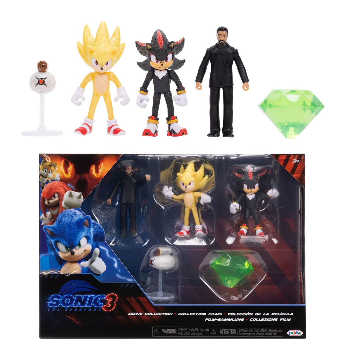 Sonic The Hedgehog Sonic 3 Movie figure front view for display and play.