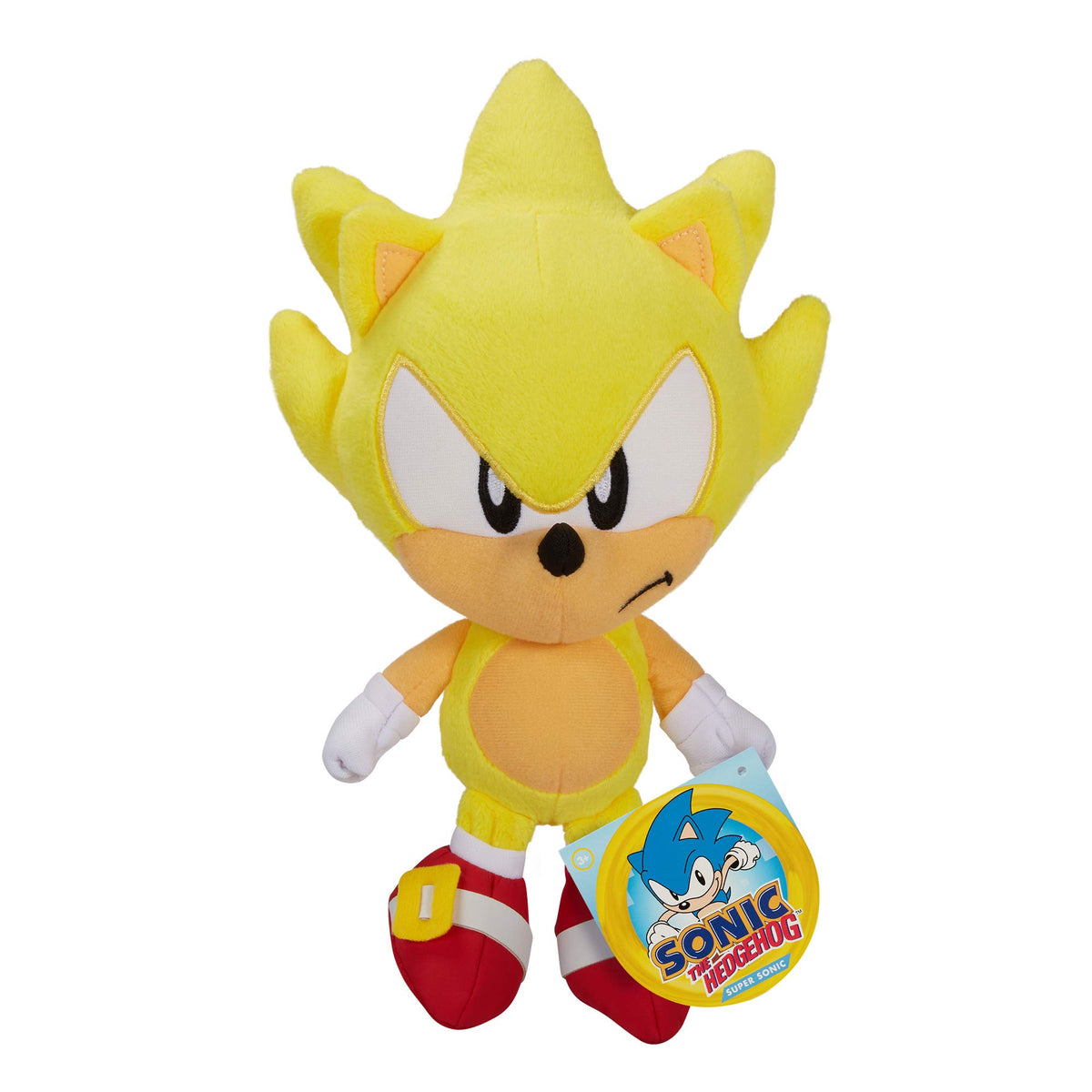 Sonic The Hedgehog Super Sonic 7-Inch plush front view offers soft fabric for cuddling.