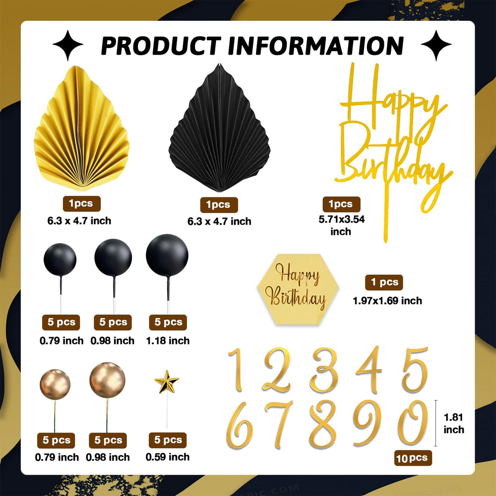 SONICEBUY black ball cake toppers with smooth surface for clean cake styling.
