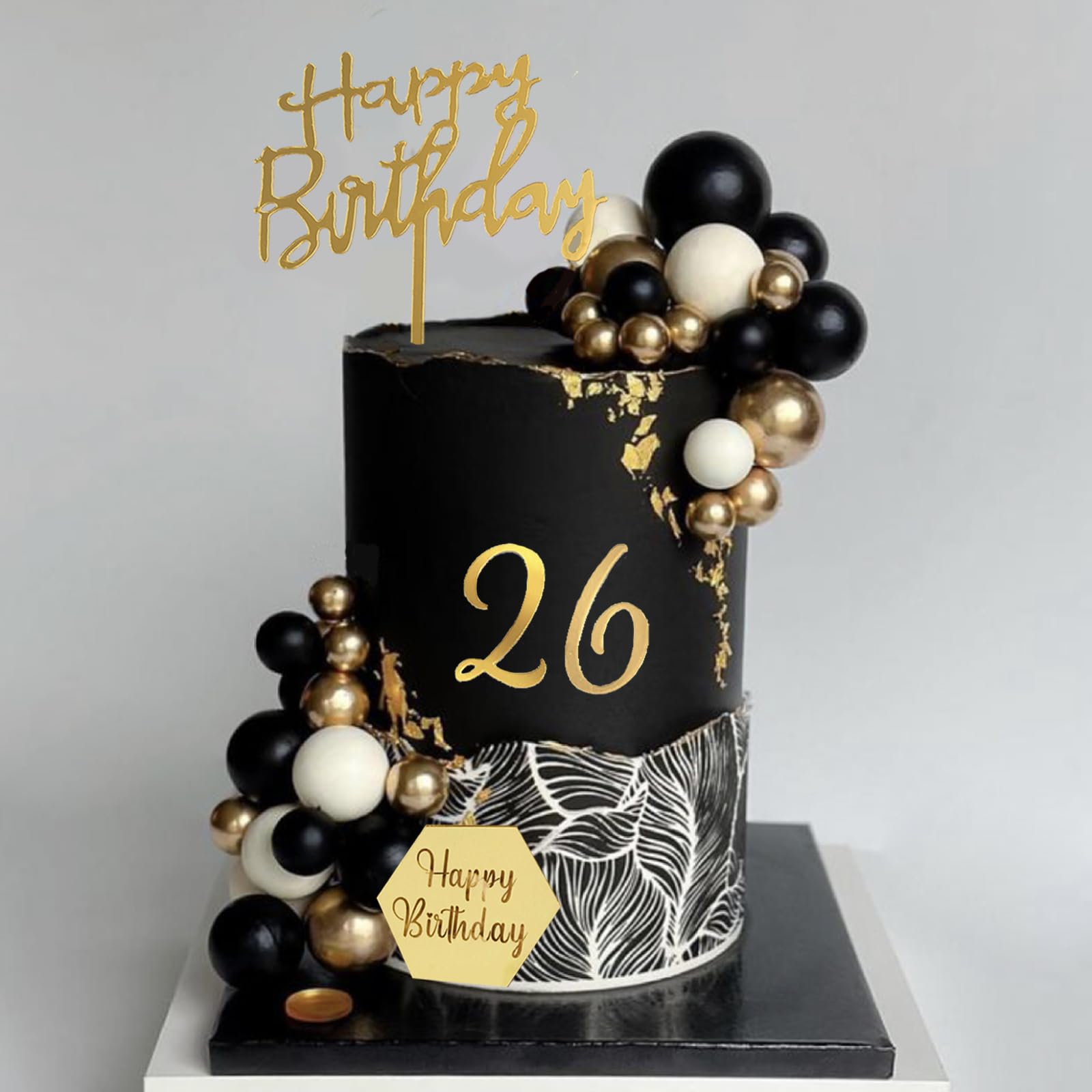 SONICEBUY black balls cake toppers for elegant black theme celebrations.