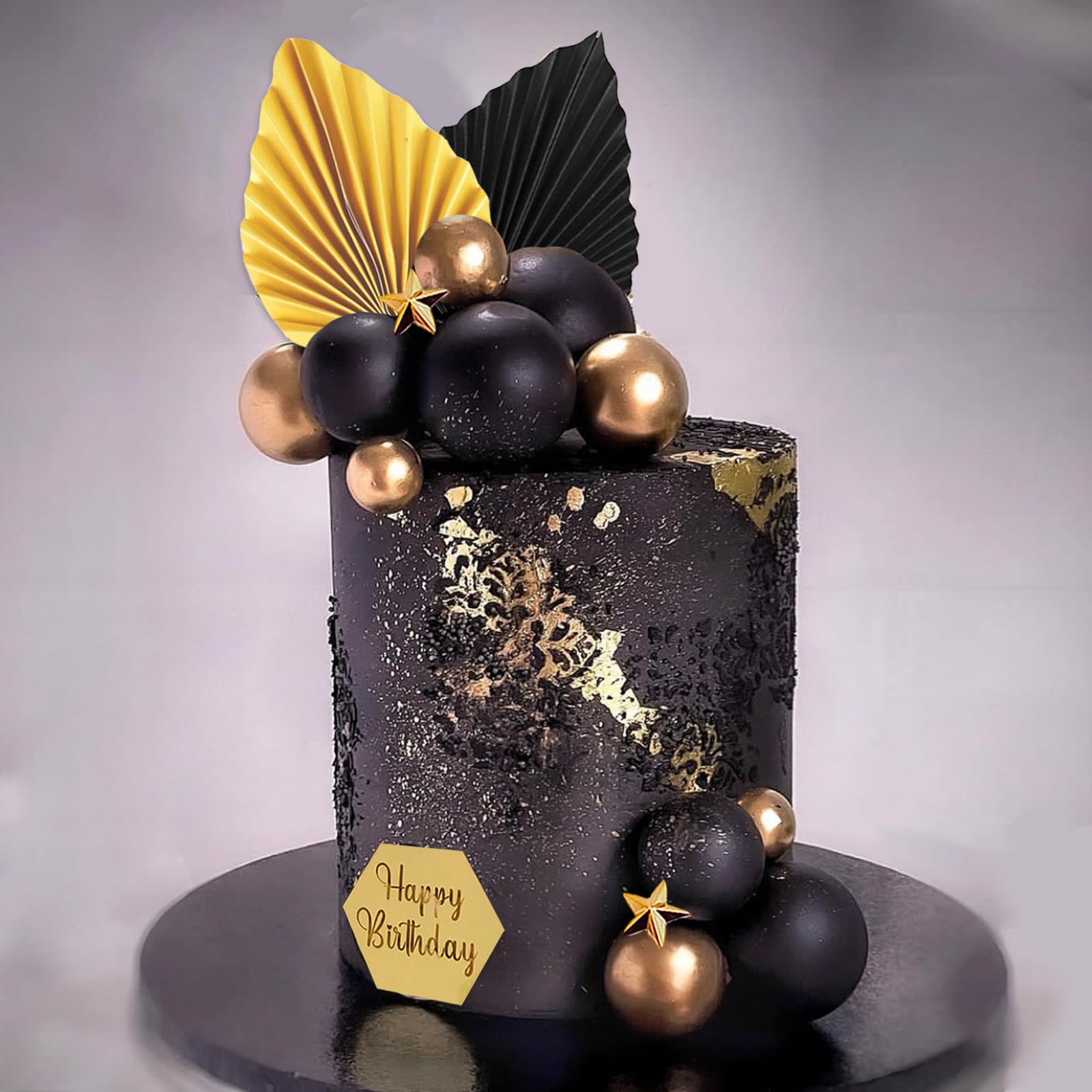 SONICEBUY gold Happy Birthday toppers elevate birthday desserts.