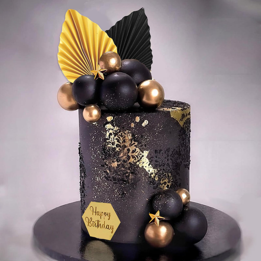 SONICEBUY gold Happy Birthday toppers elevate birthday desserts.