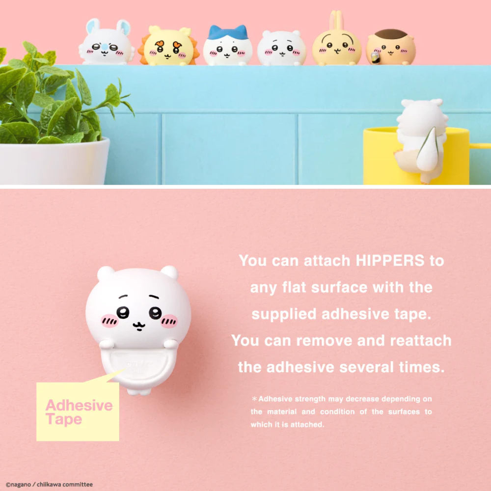Sonny Angel Chiikawa Hippers adhesive mini figure attaches easily to surfaces.