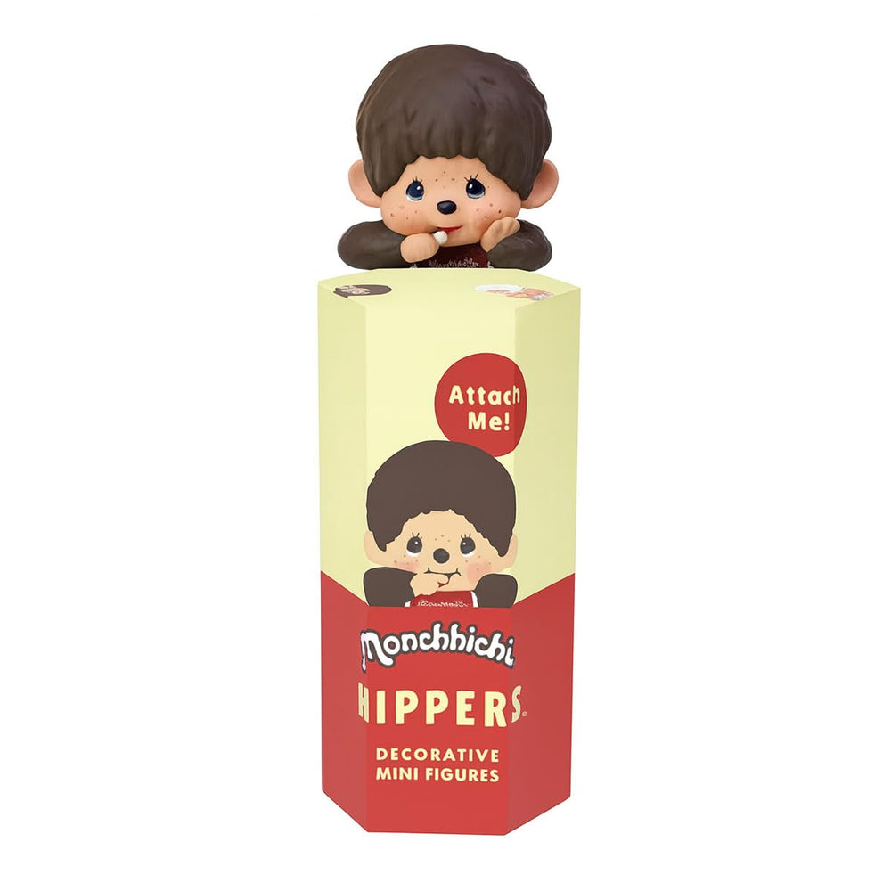 Sonny Angel Monchhichi HIPPERS blind box packaging, desk-ready collectible.