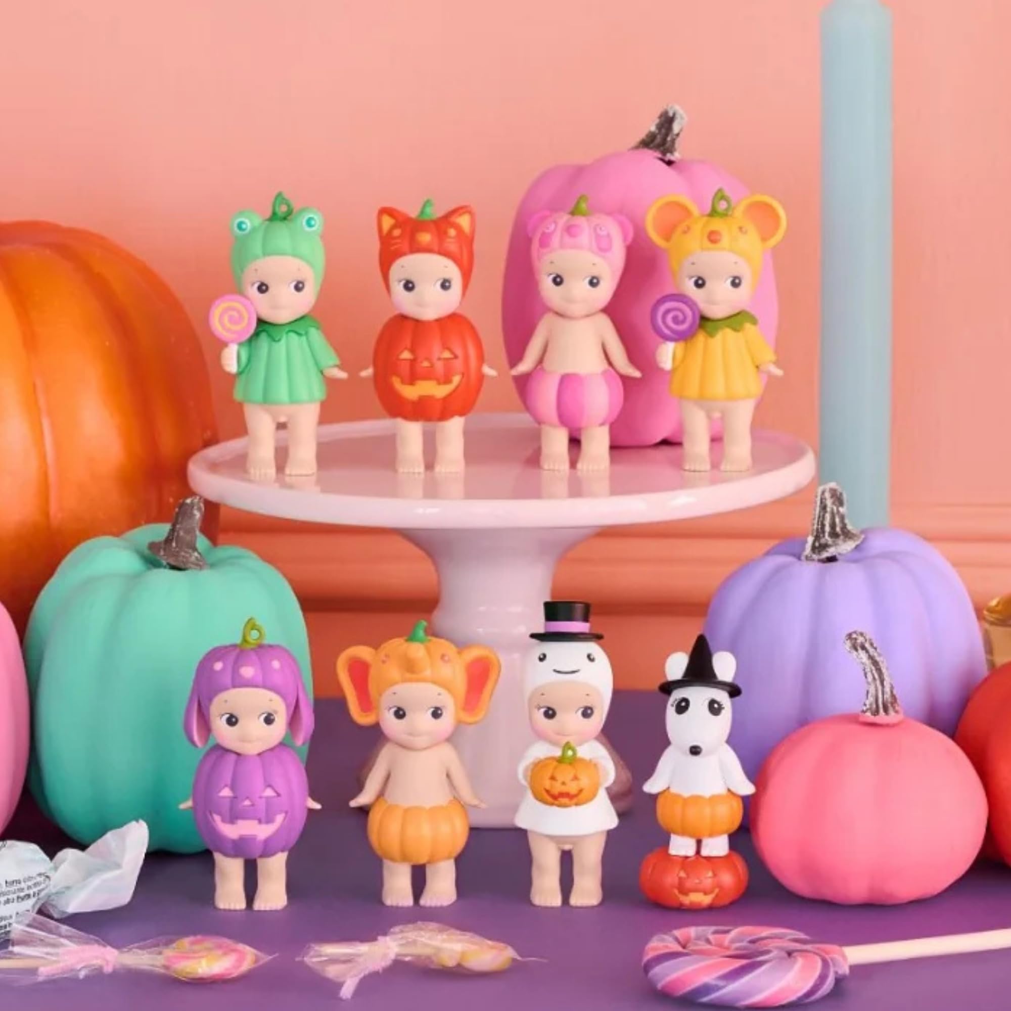 Sonny Angel Pumpkin Patch rabbit figure complements autumn decor and shelves.