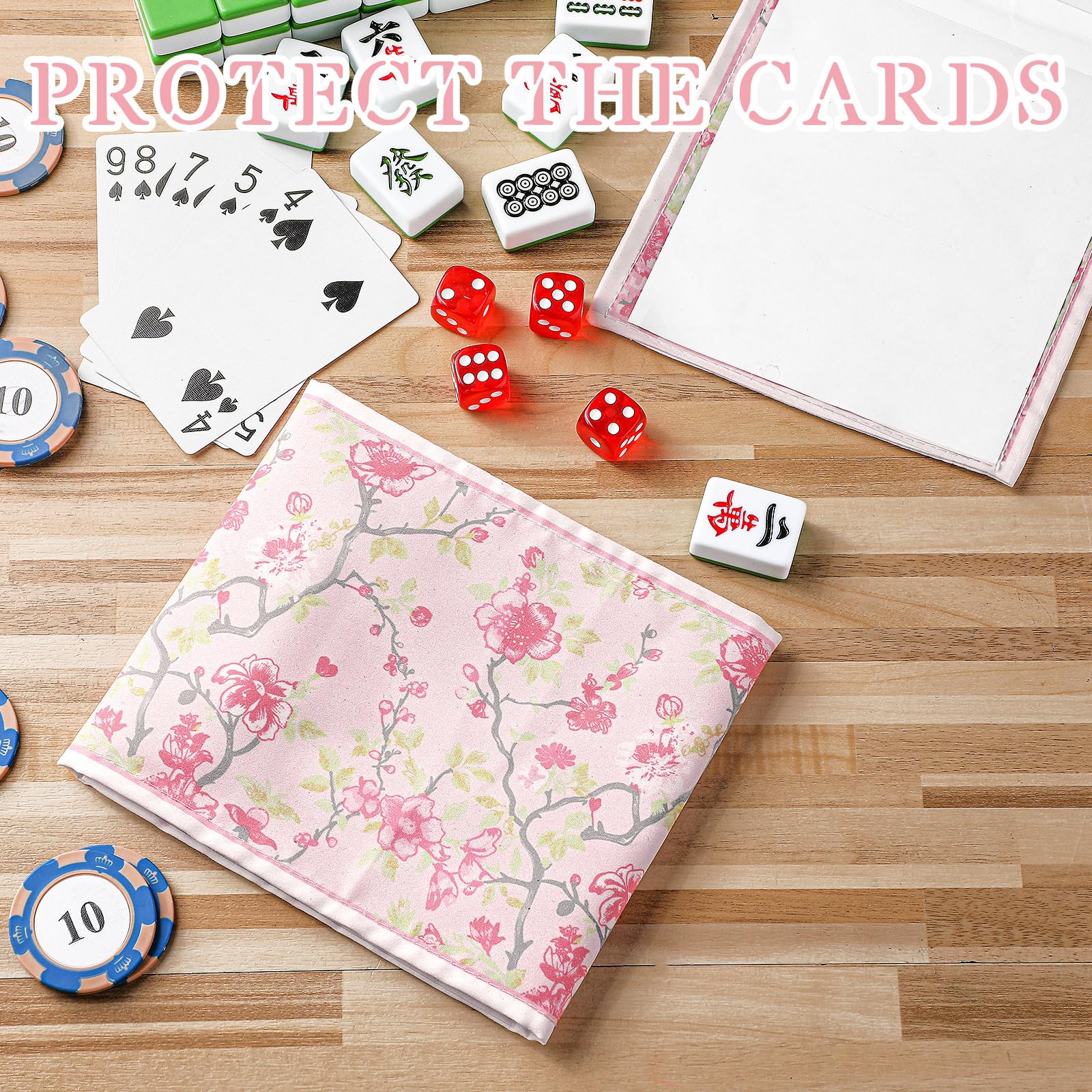 Pink and green chinoiserie print on Sonwyoung mahjong card holder, stylish and traditional.