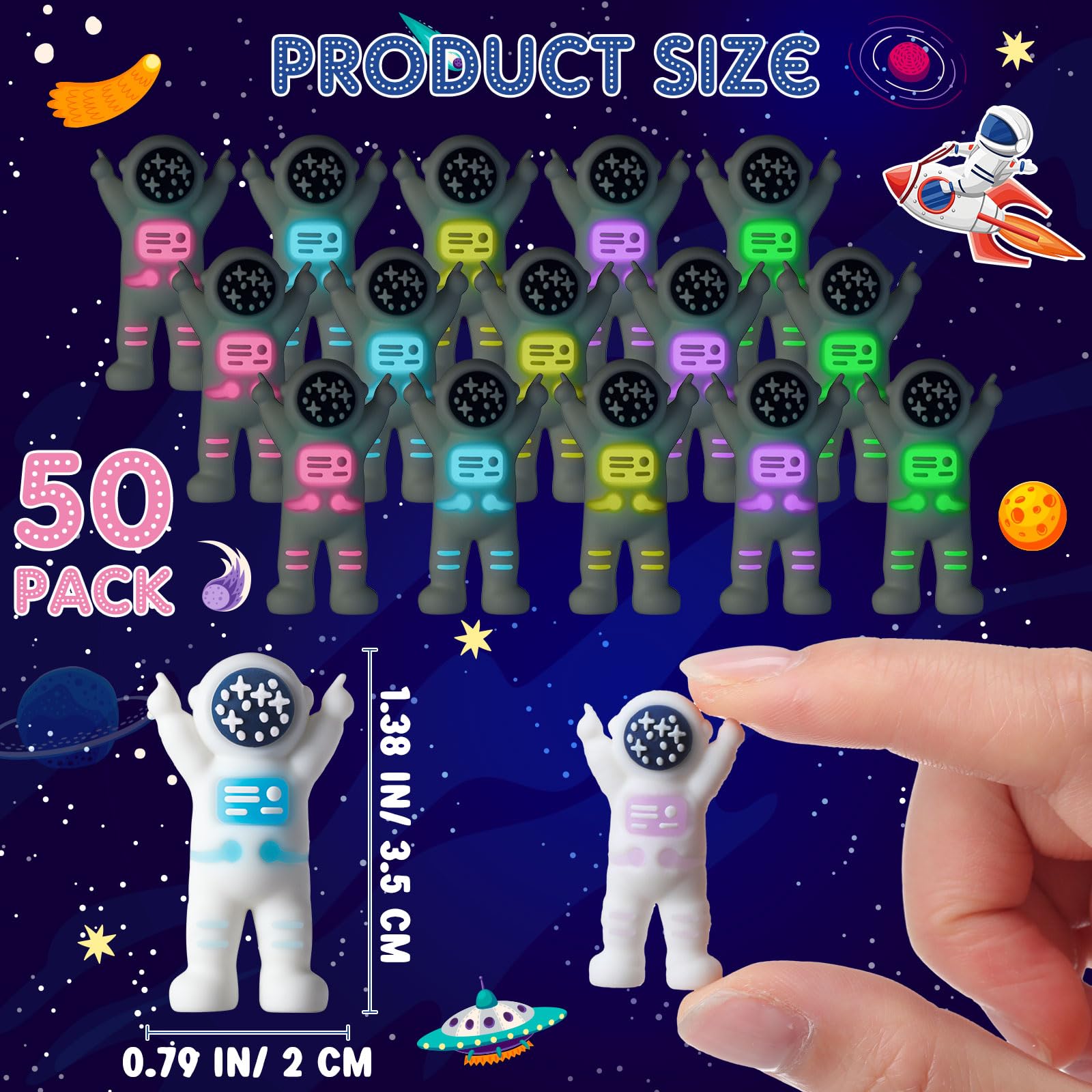 Sonwyoung colorful glow astronauts pack for party favors.