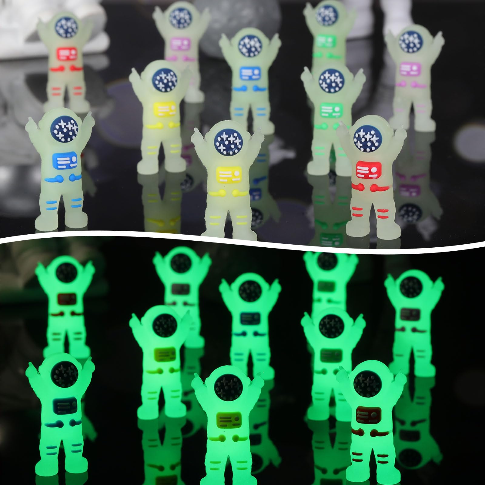 Sonwyoung glow-in-the-dark astronaut figurine in blue is perfect for piñatas and prizes.
