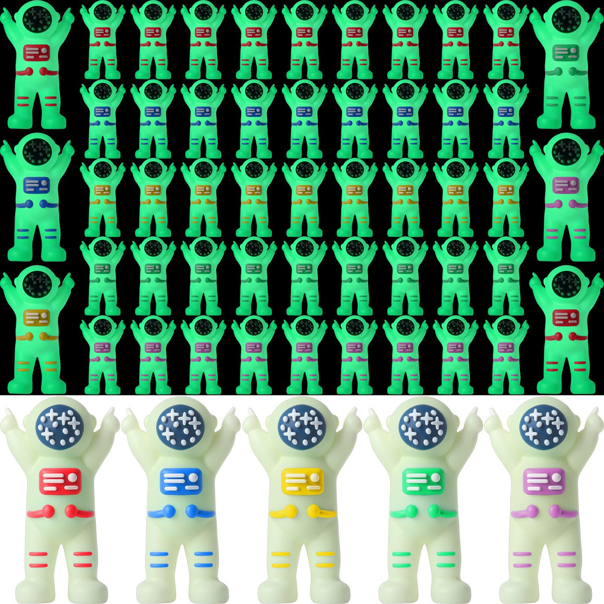 Sonwyoung glow-in-the-dark astronaut figurine shines on display for night-time decor.