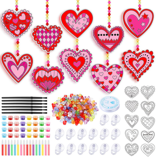 Sonwyoung valentines heart suncatchers kit glows in sunlight, ideal for family crafting.