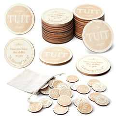 Sonwyoung wood round tuit bulk pack on desk ready to boost team productivity.