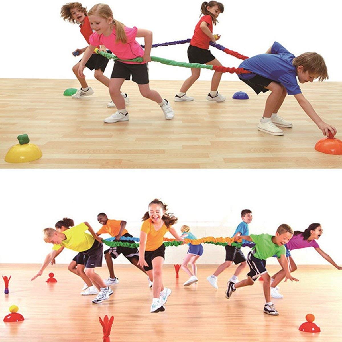 Sonyabecca 18ft elastic fleece band ready for group exercise and cooperative play.