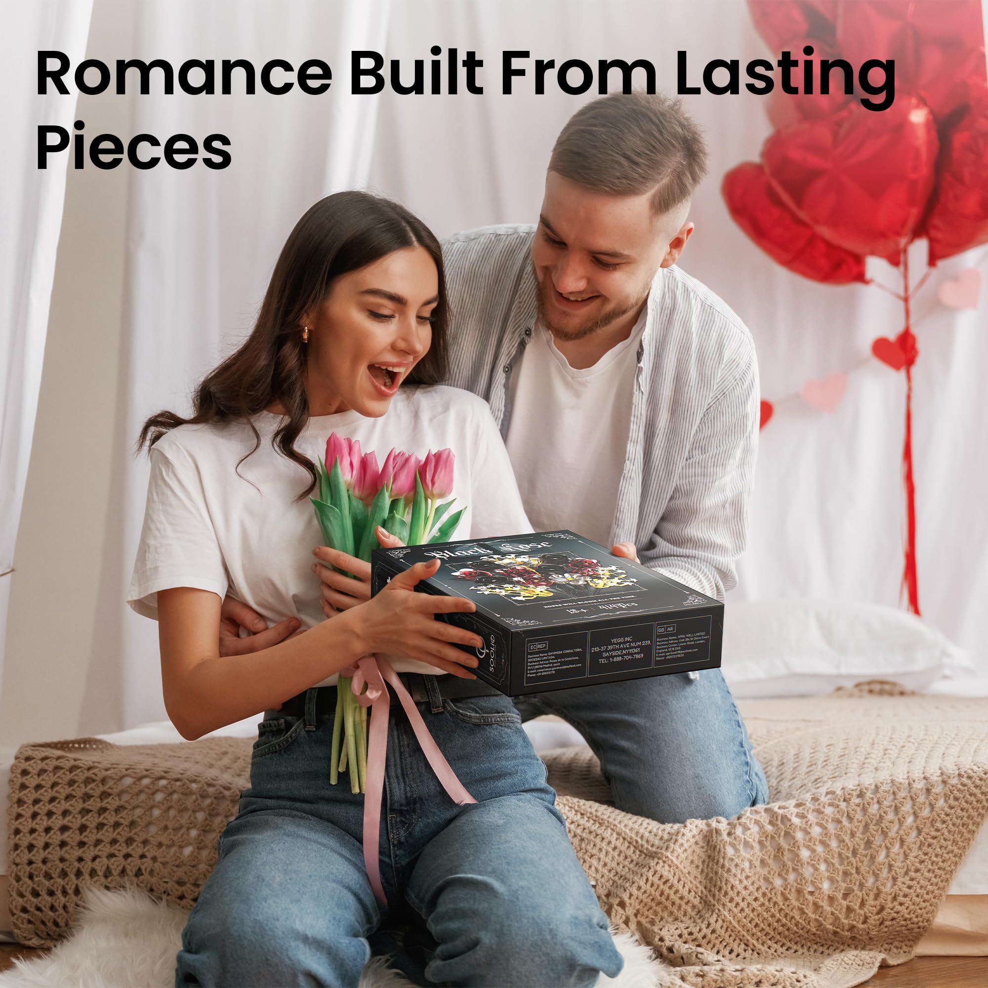 SOOLIO dark-red rose detail provides dramatic focal point for any display.