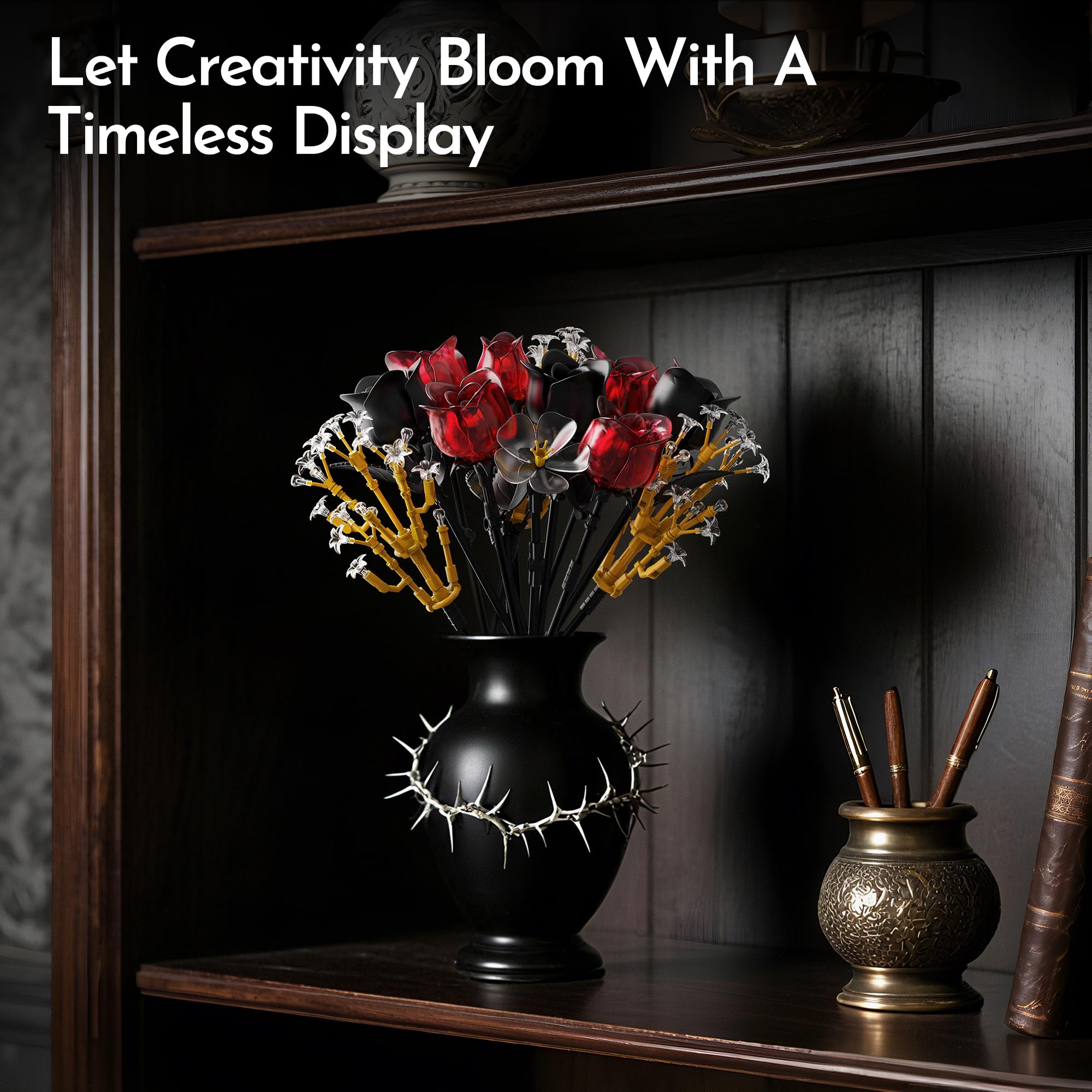 SOOLIO flowering crabapple accents add visual depth to the sculpture.