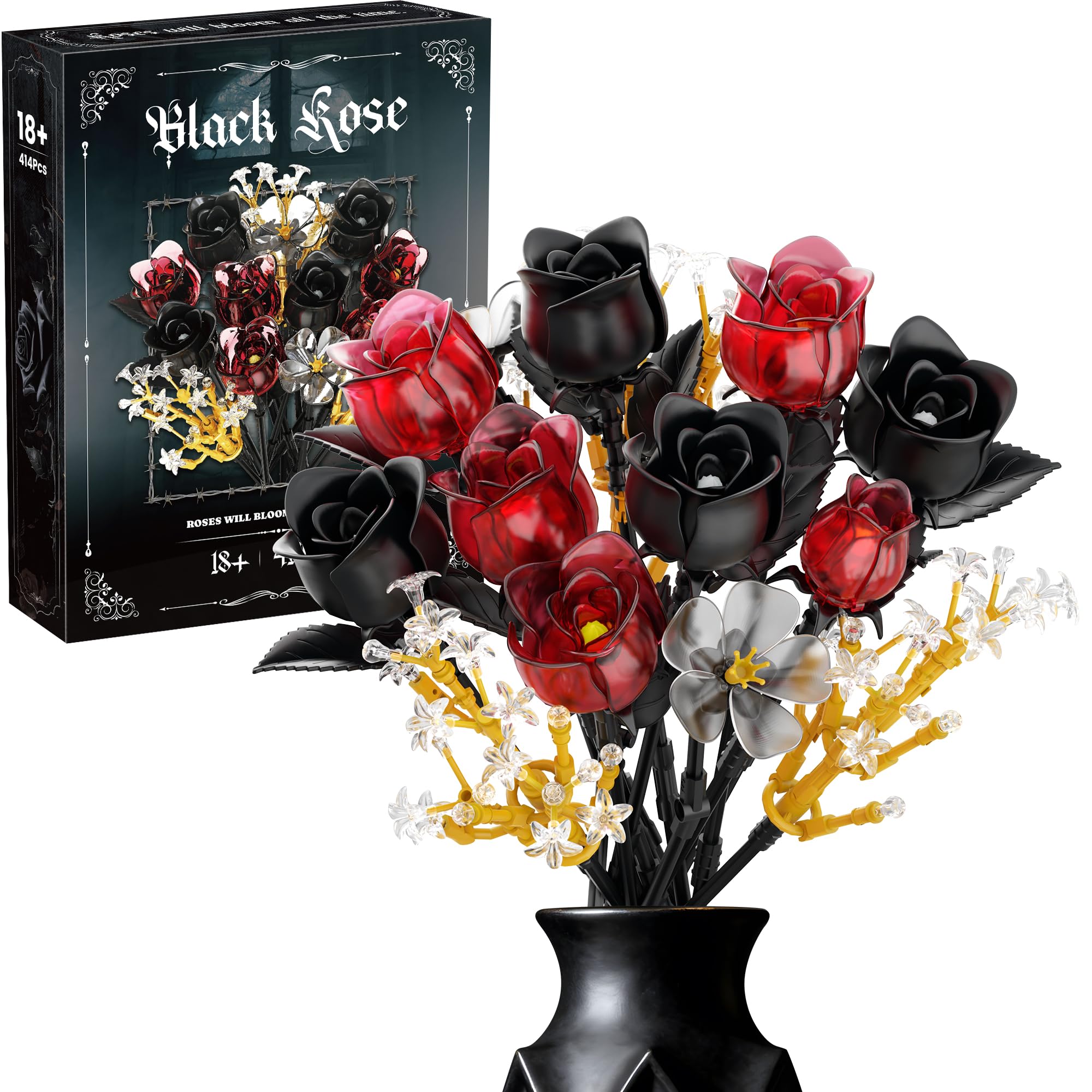 SOOLIO rose bouquet-building-set—gothic floral sculpture for stylish home decor.