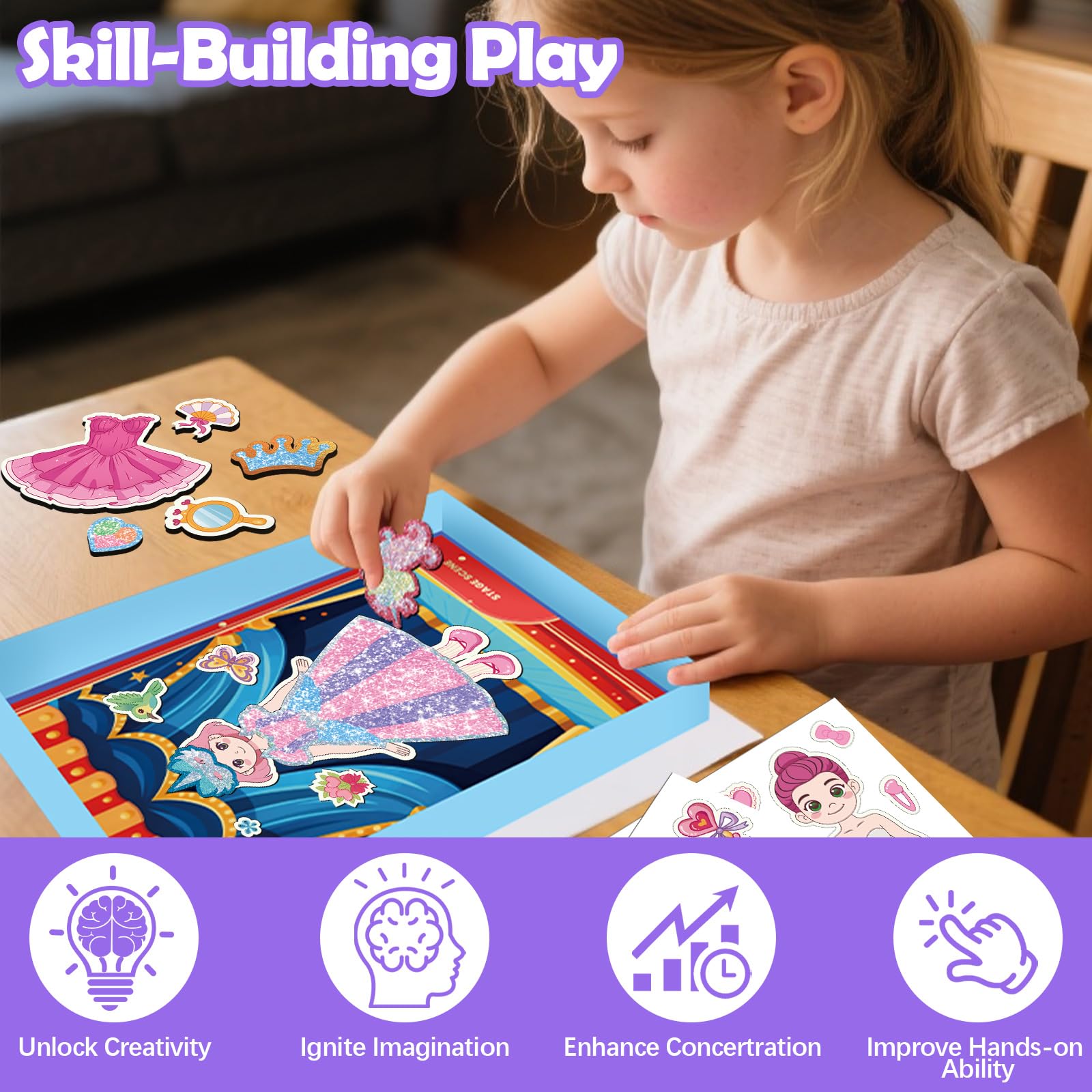 SOOVSY magnetic dress-up dolls Palace Princess in vibrant outfits for mix-and-match fun