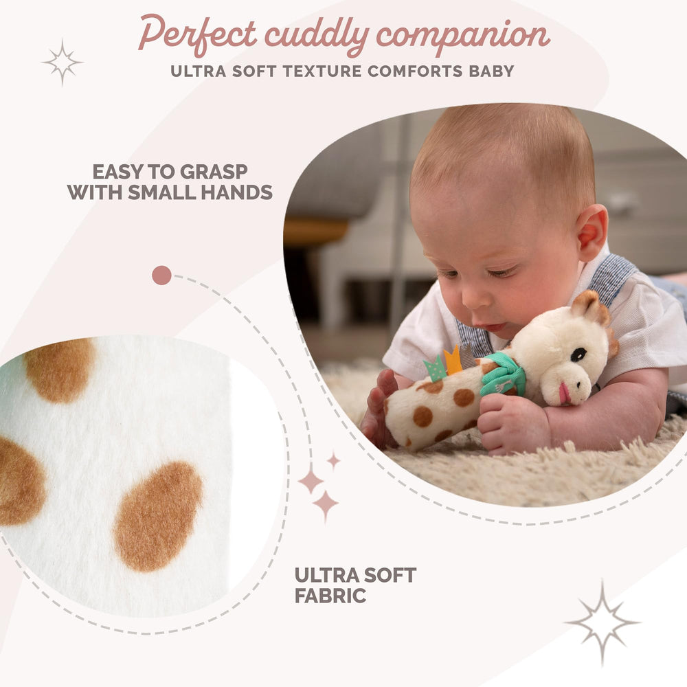 Sophie la girafe Sweetie Pouet Rattle care close-up, surface washable convenience