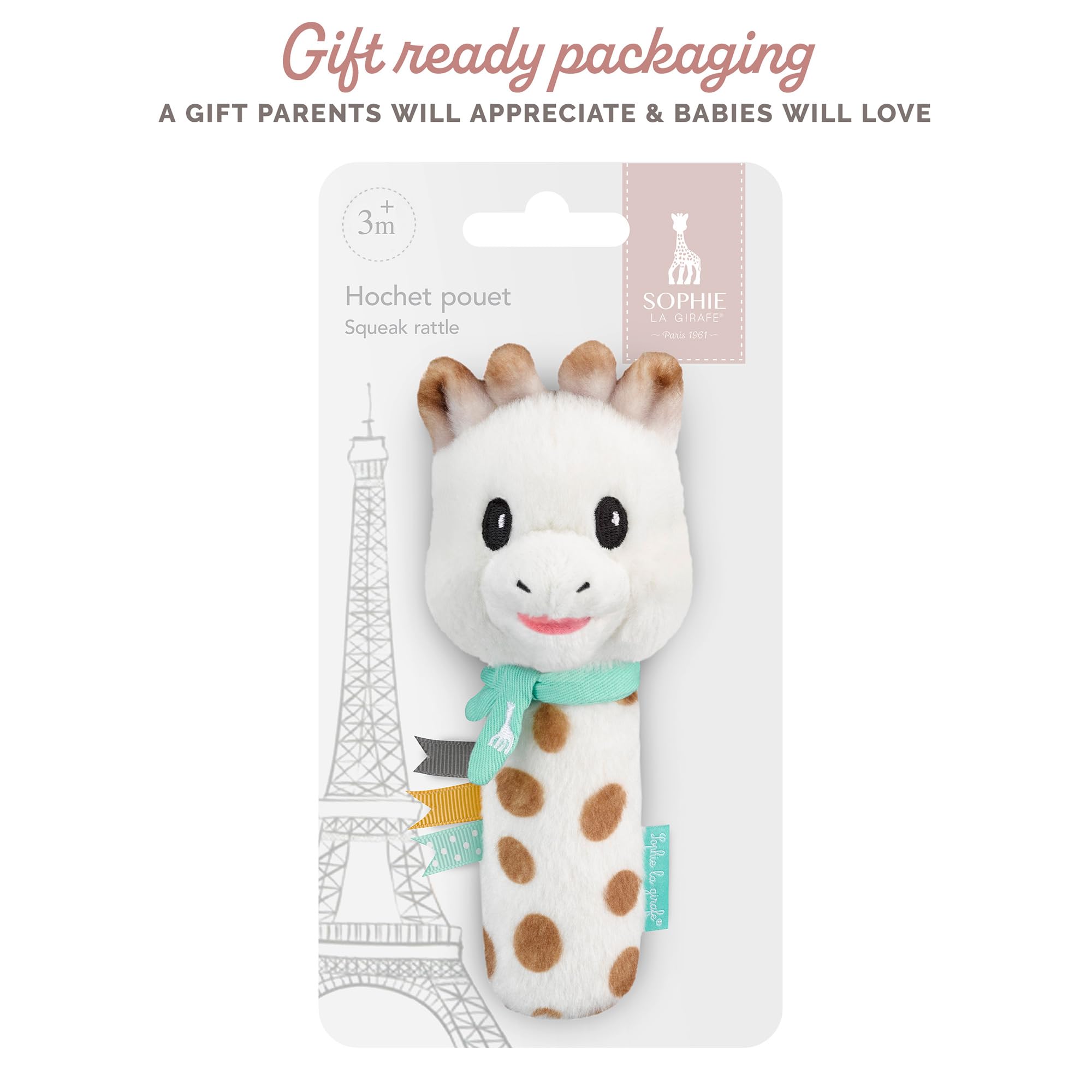 Sophie la girafe Sweetie Pouet Rattle texture detail, ultra-soft fabric for gentle play